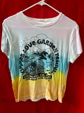 MOTHER White Blue Yellow Tie-Dye Festival Graphic Tee